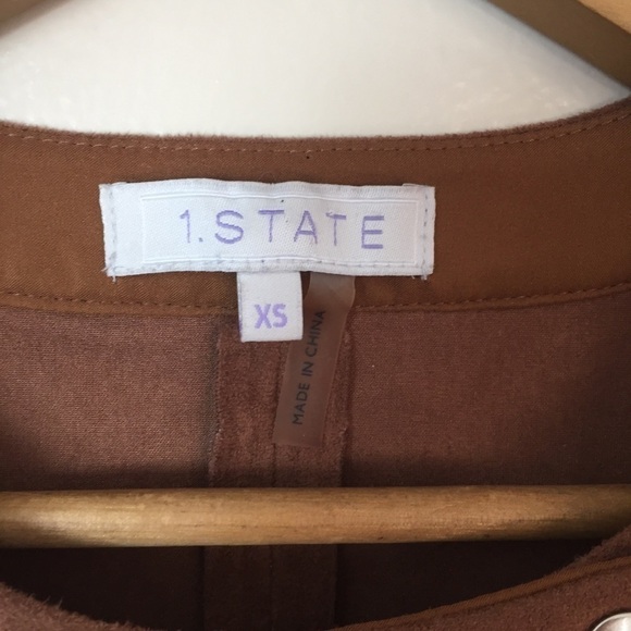 [1.State] Brown Faux Suede Henley Sleeveless Dress - Picture 5 of 12